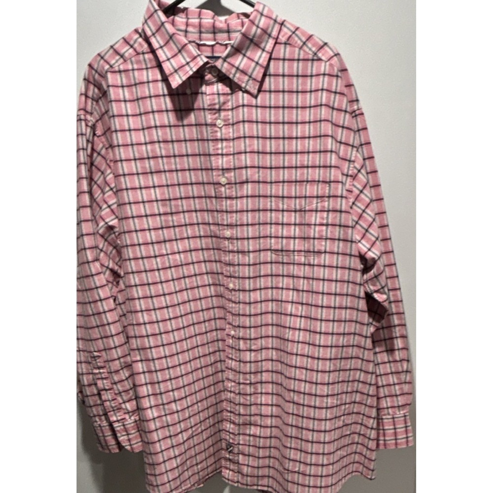 Cremieux Classics Plaid Cotton Button-Down Shirt‎ Pink Men's 3XB Big & Tall